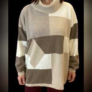 Marks & Spencer 90’s Vintage Lambswool Angora Colourblock Turtleneck Sweater EUC